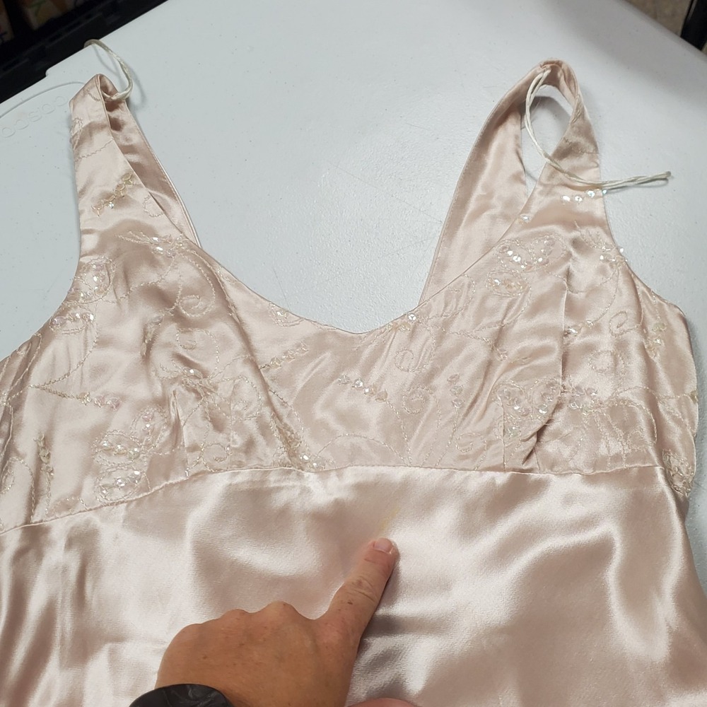 All That Jazz Vtg Empire Waist Satin Gown Size 9/10 Pink Sequin Dress Regency - Picture 11 of 14